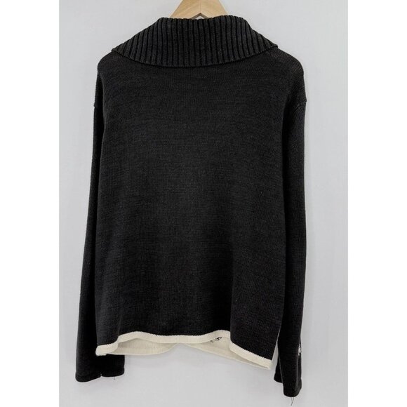 TIARA Winter Wonderland Ramie Blend Sweater Black Cardigan‎ Christmas Snowy Sz L - Picture 3 of 12